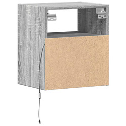 Decoshop26 Lot de 2 tables de chevet murales LED - Gris pas cher