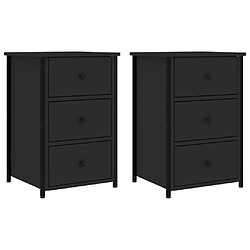 Decoshop26 Lot de 2 tables de chevet 3 tiroirs - Noir