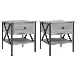 Decoshop26 lot de 2 tables de chevet - Gris