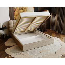 Bestmobilier Lotus - lit coffre - 160x200 cm - sommier inclus - en tissu bouclette