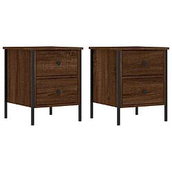 Decoshop26 Lot de 2 tables de chevet - Marron