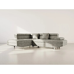Bestmobilier Margaux - Canapé d'angle gauche 5 places convertible avec coffre et têtières réglables en velours texturé