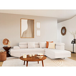 Bestmobilier Margaux - Canapé d'angle droit 5 places convertible avec coffre et têtières réglables en velours texturé