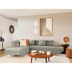 Bestmobilier Margaux - Canapé d'angle gauche 5 places convertible avec coffre et têtières réglables en velours texturé