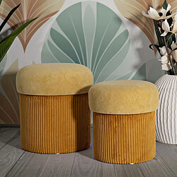 Mauro ferretti Poufs avec rangement lot de 2 - Moutarde pas cher