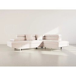 Bestmobilier Margaux - Canapé d'angle droit 5 places convertible avec coffre et têtières réglables en velours texturé
