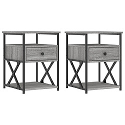 Decoshop26 Lot de 2 tables de chevet - Gris