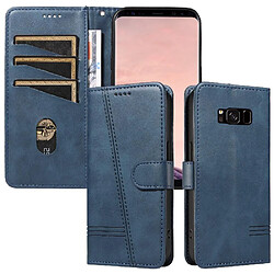 Filp Étui Pour Samsung Galaxy S8 Cuir PU pressé Étui de téléphone portefeuille Bracelet noir détachable Avec fente pour carte de crédit FOXDOCK Bleu
