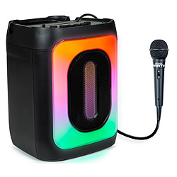 PARTY Enceinte Karaoké Bluetooth 30W avec Effets Lumineux et Micro Filaire 4M Noir