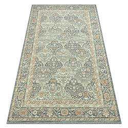 RUGSX Tapis en laine SOHO 477.27.LA500 OSTA - Losange, cadre géométrique naturel vert bleu 200x300 cm