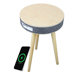 Avis Avizar Enceinte Audio Table d'Appoint en Bois avec Bluetooth et Chargeur Budapest Beige