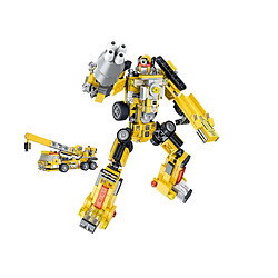 Avizar Jeu de Construction 10 en 1 Robot Véhicules Chantier 721 Briques Assemblable Noir / Jaune