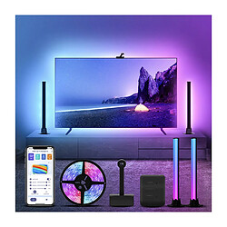 Avizar Kit LED Intelligent pour TV 55" à 65" avec WiFi, Caméra et 2 Modules Latéraux Noir