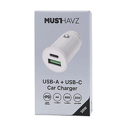 Avis Grab 'N Go Chargeur de Voiture USB-A 12W / USB-C 30W Compatible Power Delivery Blanc