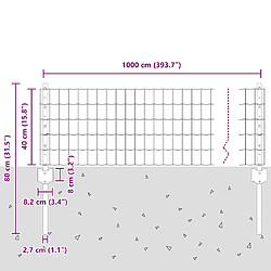 vidaXL Clôture en fil soudé 10 x 0,4 m (l x h) Acier recouvert de PVC pas cher