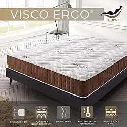 Simpur Matelas 90x200 Visco Ergo, mousse HR haute densité, 19 cm, triple couche, double face été/hiver, soutien anatomique