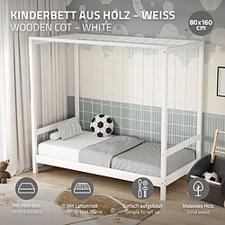 ML-Design Kinderbett mit Matratze Jugendbett Kiefernholz Einzelbett Lattenrost 80x160 cm