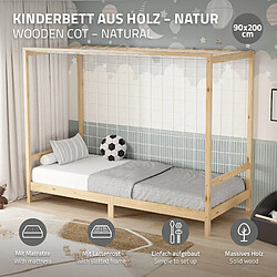 ML-Design Kinderbett mit Matratze Jugendbett Einzelbett Lattenrost Kiefernholz 90x200 cm