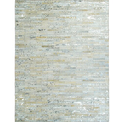 Thedecofactory CUIR LINES SILVER - Tapis en cuir naturel recyclé gris argent 160x230