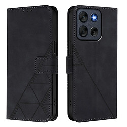 Étui Pour Motorola Moto G56 Cuir PU Livre de protection Flip Folio Portefeuille Couverture Titulaire de la carte de crédit GANGXUN Noir