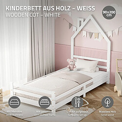 ML-Design Kinderbett mit Matratze Jugendbett Einzelbett Kiefernholz Lattenrost 90 x 200 cm