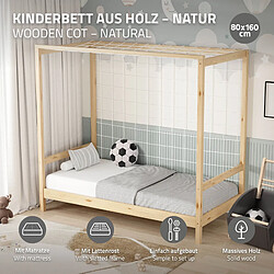 ML-Design Kinderbett mit Matratze Jugendbett Kiefernholz Einzelbett Lattenrost 80x160 cm