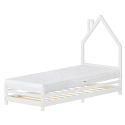 ML-Design Kinderbett mit Matratze Jugendbett Einzelbett Kiefernholz Lattenrost 90 x 200 cm