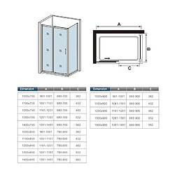 Aica Sanitaire Aica Cabine De Douche 100x90cm Porte Coulissante Plus Une Paroi Latérale Hauteur :190cm pas cher