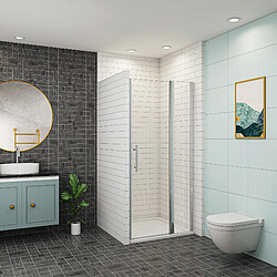 Aica sanitaire Nara9 porte de douche - 90 x 187 cm Porte de douche - 90 x 187 cm - Pivotante - Verre anticalcaire 6 mm - 1 panneau fixe