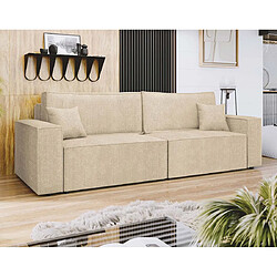 Bestmobilier Cezanne - Canapé droit 3 places convertible avec coffre en tissu texturé