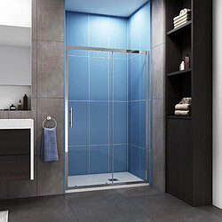 Aica Sanitaire Porte de douche coulissante 150cm en 5mm verre trempé porte de douche Hauteur 190cm Installation en niche 