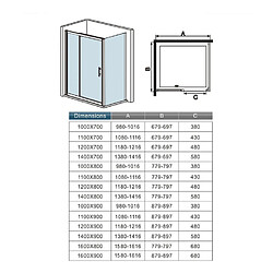 Aica Sanitaire Aica Cabine De Douche 120x90x195cm Porte De Douche Avec L'amortisseur Cabine De Douche En 8mm Verre Anticalcaire Profilé Noir Mat pas cher