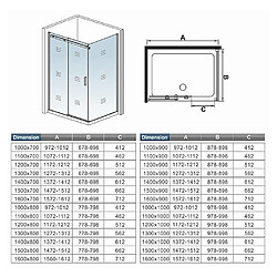 Aica Sanitaire Cabine De Douche 120x70x195cm En Verre Anticalcaire Aica Cabine De Douche Installation D'angle pas cher