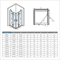 Aica Sanitaire Aica Cabine de douche Nara9 - 100 x 80 x 195 cm pas cher
