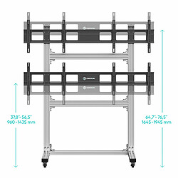 Avis ONKRON Support Mobile en Aluminium pour Mur Video ,4 Écrans de 43 - 55,et 50 kg, FSPRO2L-22