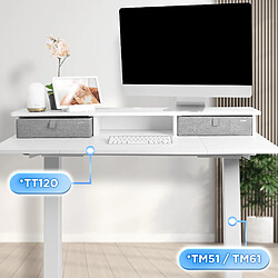 Duronic DD3 WE Planche de 120 cm avec 2 Tiroirs pour Bureau | Compatible avec Plateaux TT120 TT140 TT160 de | Structure réglable en Hauteur Vendue séparément TM51 ou TM61 | Blanc | MDF pas cher