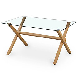 ICONIK INTERIOR Table à Manger Rectangulaire - Design Scandinave - 6 Couverts - Tesfa Naturel