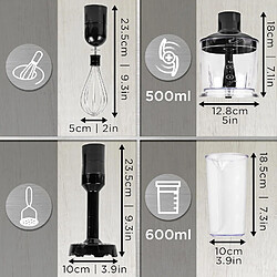 Duronic HBA35 Accessoires pour Mixeur plongeant HB35B ou HB35C de | Fouet Hachoir Presse-Purée | Découper Mixer Hacher Fouetter les Ingrédients | Idéal pour Pâtisserie Purée Légumes Fruits