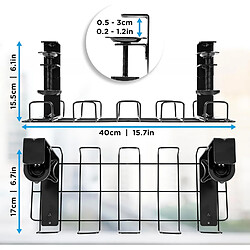 Duronic CMH2 Support de Gestion des Câbles à placer sous un Bureau Tiroir pour rangement et organisation des câbles et fils pour Installation Bureautique