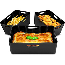Duronic AFL3 Pack de 3 Moules en silicone Plats Réutilisables Accessoires pour Friteuse à air Air Fryer Inserts en silicone antiadhésifs compatibles avec AF34 AF24 ou autres airfryers