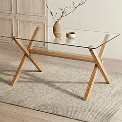 ICONIK INTERIOR Table à Manger Rectangulaire - Design Scandinave - 6 Couverts - Tesfa Naturel