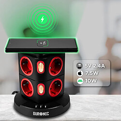 Avis Duronic ET8W Tour Multiprise avec 3 ports USB et Recharge sans fil | 8 Prises 3680W 13A | Multiprise avec parasurtenseur protection contre les surtensions | Câble de 1,8 m