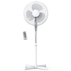 Ventilateur sur Pied Silencieux, Télécommande, Minuterie jusqu'à 7,5 Heures, 45, Blanc, Briebe, BRI-FN122397W