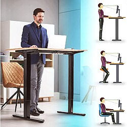 Duronic TM61 BK Structure de Bureau Assis-Debout électrique | Hauteur Ajustable de 72 à 120 cm | Charge maximale de 80 kg | Plateau de 120 140 ou 160 cm Vendu séparément | Ports USB et USB-C