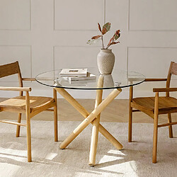 ICONIK INTERIOR Table à Manger Ronde - Design Scandinave - 4/5 Couverts - Tesfa Naturel