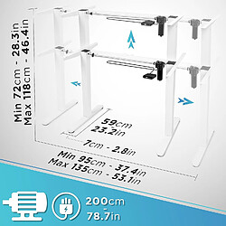Avis Duronic TM51 WE Structure de Bureau Assis-Debout électrique | Hauteur Ajustable de 72 à 118 cm | Charge maximale de 70 kg | Plateau de 120 140 ou 160 cm vendu séparément | Ports USB et USB-C