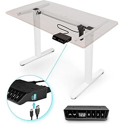 Duronic TM51 WE Structure de Bureau Assis-Debout électrique | Hauteur Ajustable de 72 à 118 cm | Charge maximale de 70 kg | Plateau de 120 140 ou 160 cm vendu séparément | Ports USB et USB-C