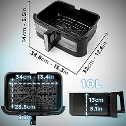 AFD1 BK Grand Panier de Cuisson de 10 Litres pour Friteuse à air AF24 de Tiroir de Cuisson A utiliser avec la Fonction Sync Cook Compatible uniquement avec AF24 et AF34 de Duronic
