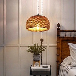 Avis Barcelona led Suspension osier Yonna - Noir et naturel