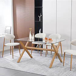 ICONIK INTERIOR Table à Manger Rectangulaire - Design Scandinave - 6 Couverts - Tesfa Naturel